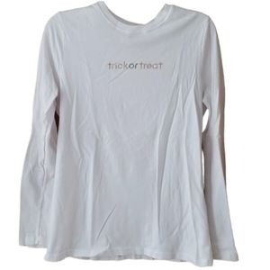 Target Woman Trick Or Treat Halloween Studded Long Sleeve White Shirt Size L